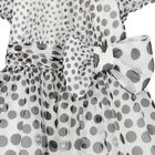 Girls White & Black Polka Dot Dress, 1, hi-res